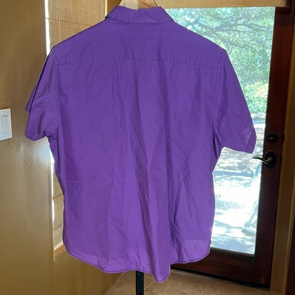Vintage REI 100% Cotton Purple Button Down Short Sleeve Outdoor Top Size Large - Picture 5 of 5